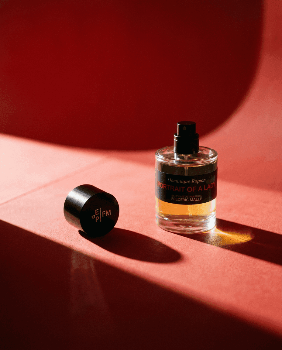 Frédéric Malle — the bottle laid down, cap beside it