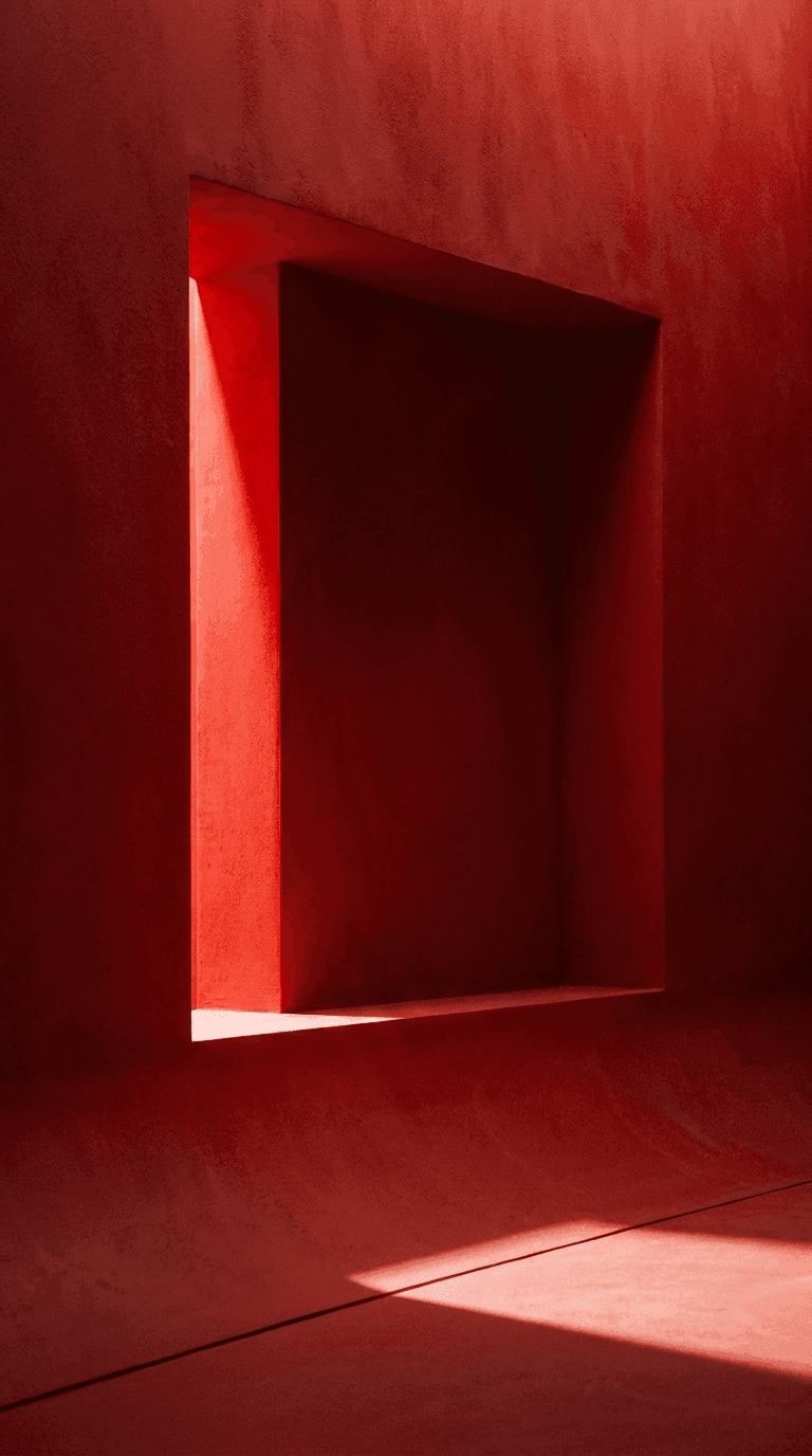 Frédéric Malle — an empty red room with a lit recess