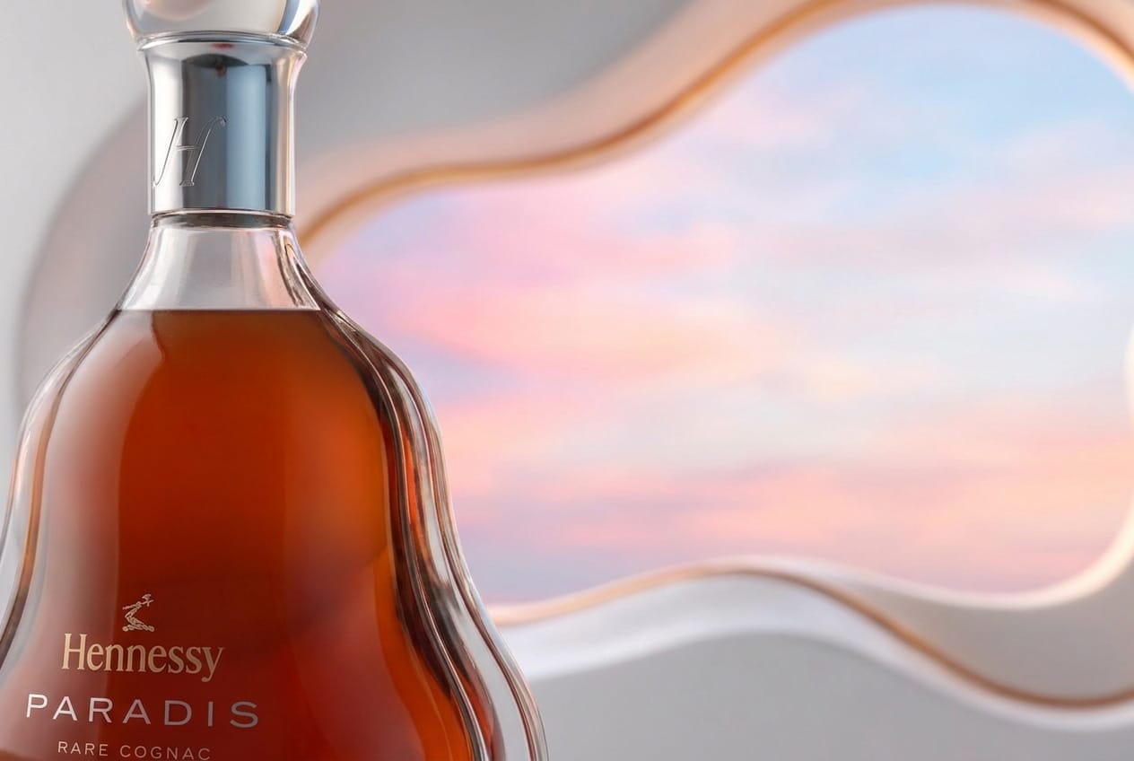 Macro of the Hennessy Paradis decanter against the aperture