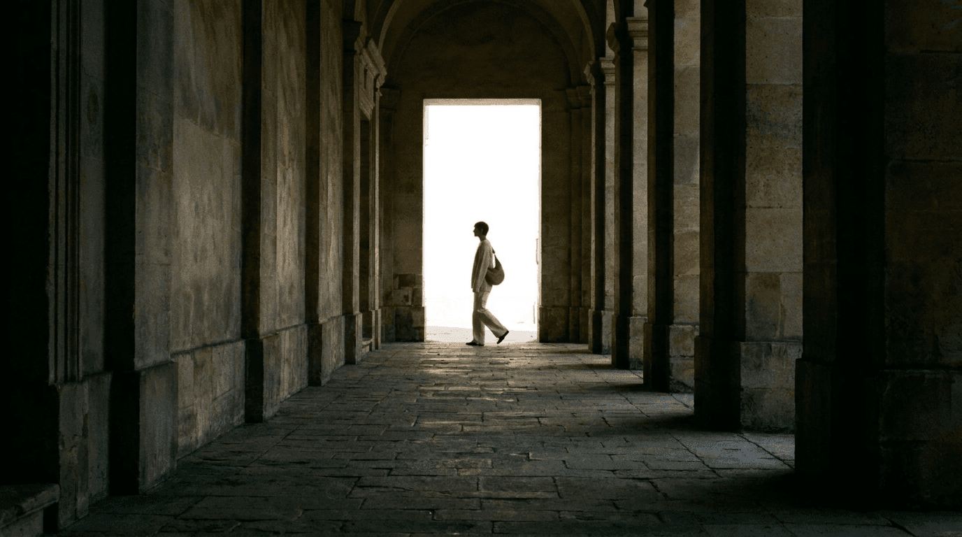 Lemaire — silhouette against a bright doorway